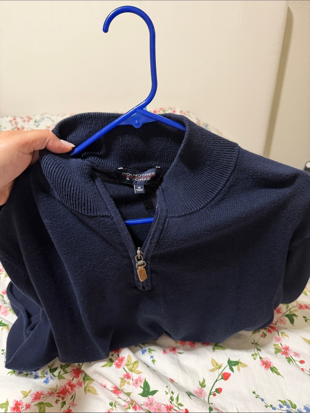 Roundtree & Yorke Men's Dark Navy Half-Zip Pullover